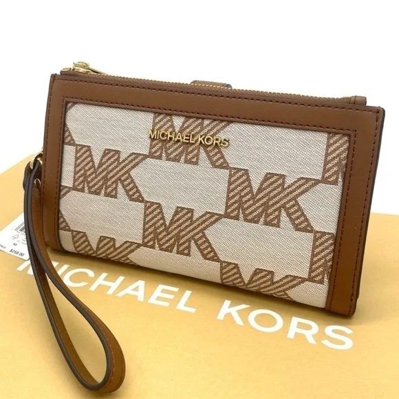 Michael Kors Large Double Zip Wallet Wristlet Brown - Picture 3 of 8
